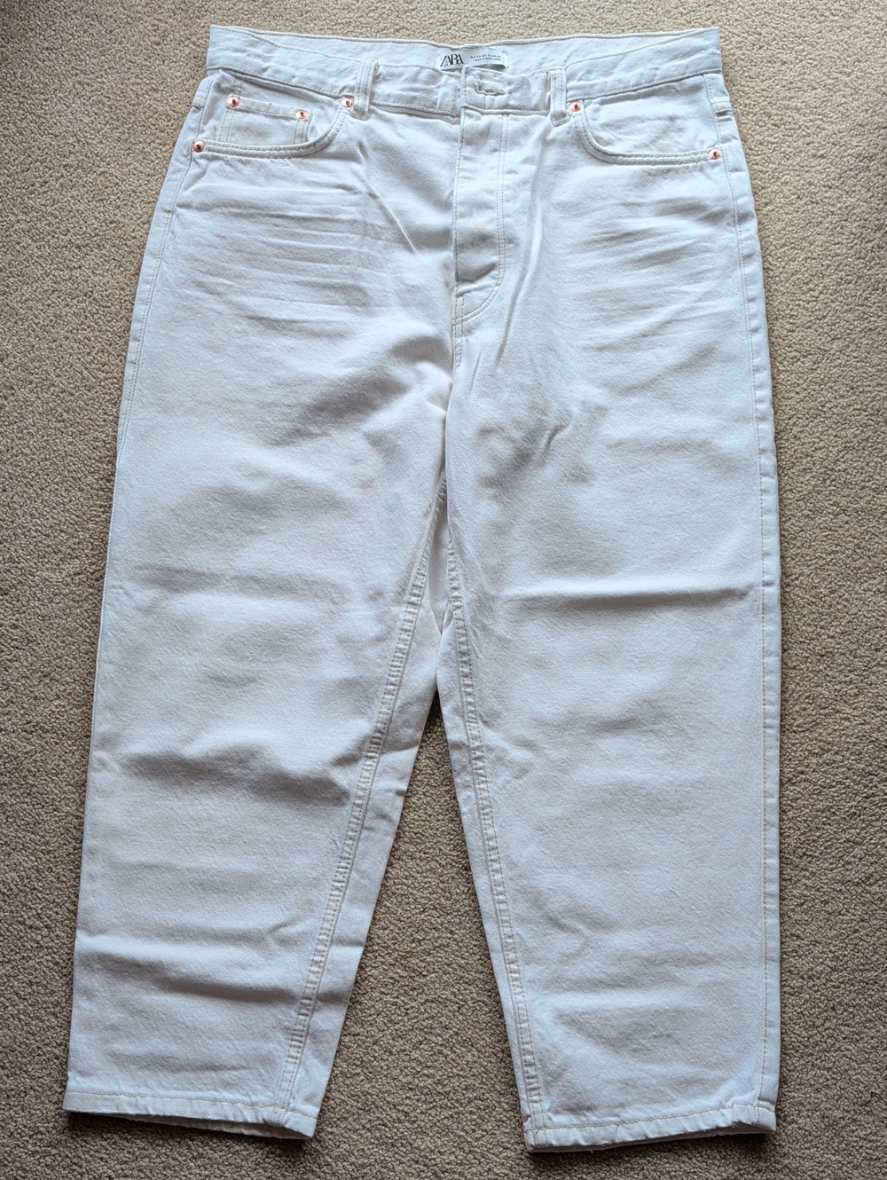 ZARA Cream Baggy Jeans
